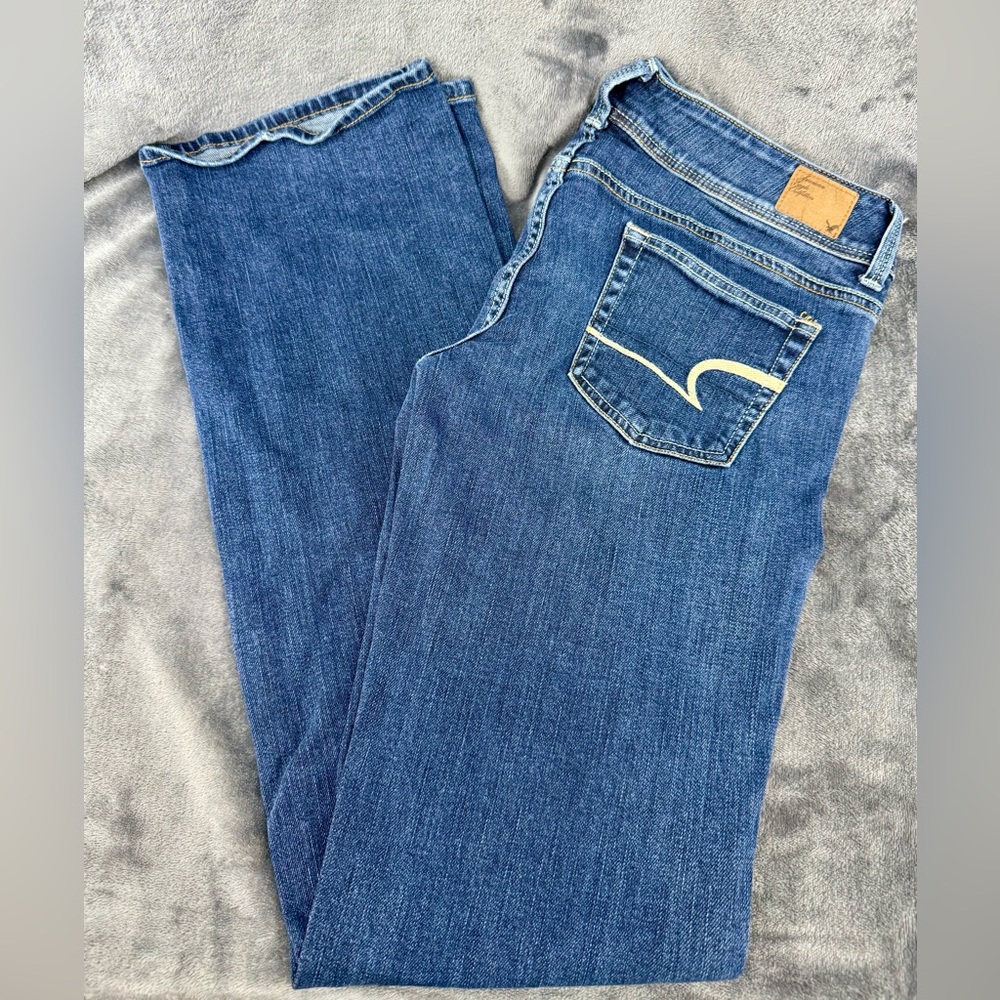 American Eagle AEO Slim Boot Dark Wash Denim Jean Size 6 Long